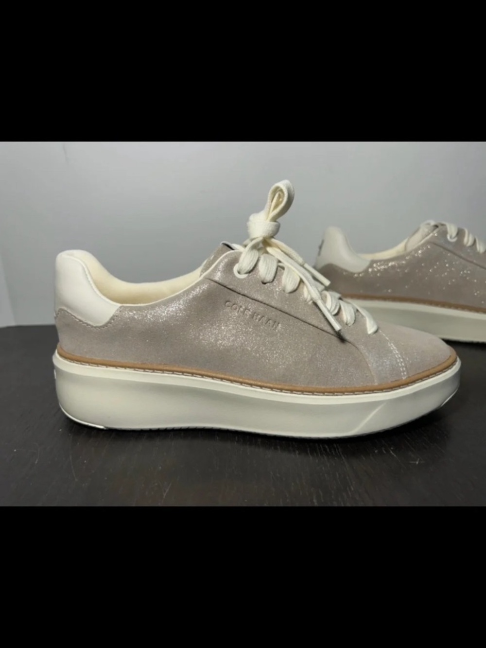 NWOB Cole Haan Grandpro Topspin Leather Sneakers Shoes Metallic Gold Size 6B